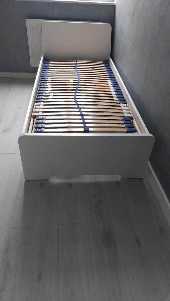 Éénpersoons bed 90 × 2 meter, Huis en Inrichting, Slaapkamer | Bedden, Gebruikt, 90 cm, Eenpersoons, Wit
