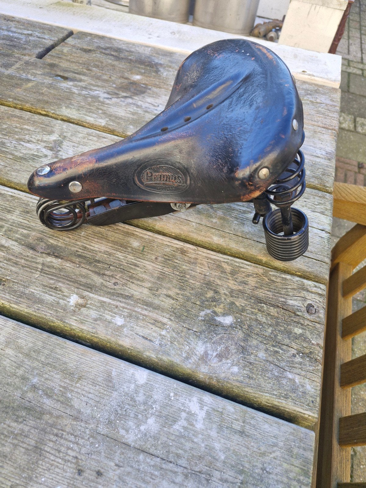 Lepper leren fiets zadel in zeer goede staat, Ophalen of Verzenden