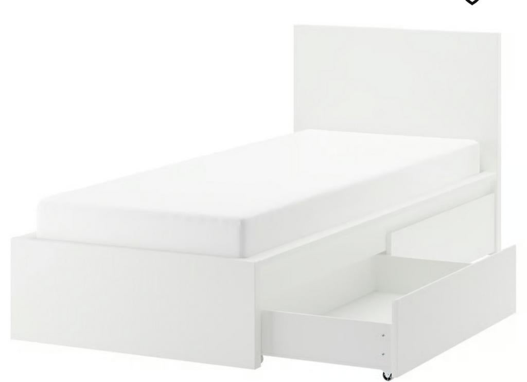 Malm bed met laden, lattenbodem en matras (logeerbed), Huis en Inrichting, Slaapkamer | Matrassen en Bedbodems, Ophalen of Verzenden