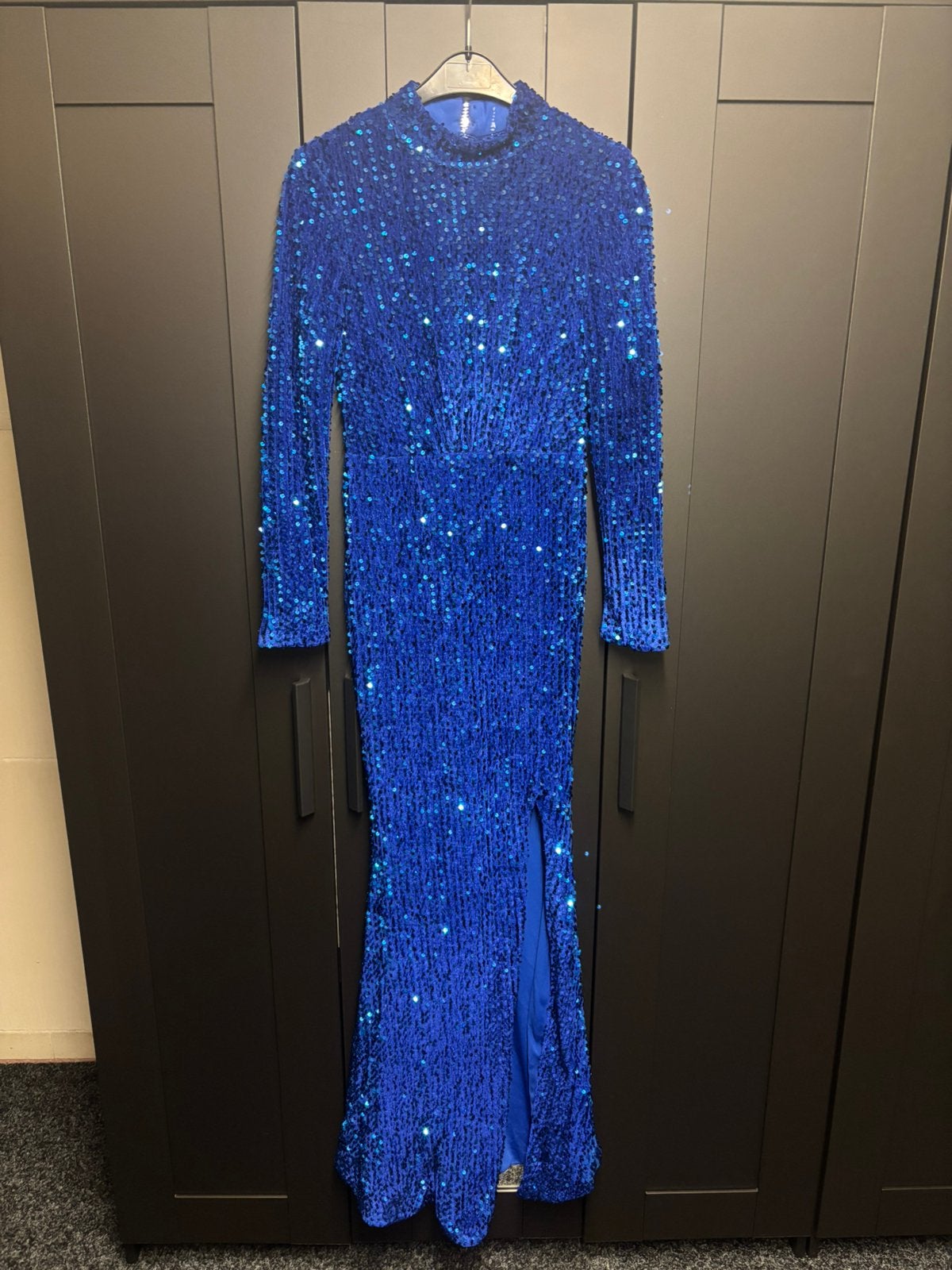 Nieuw blauw galajurk met palletjes maat S 36, Galajurk, Blauw, Nieuw, Ophalen of Verzenden