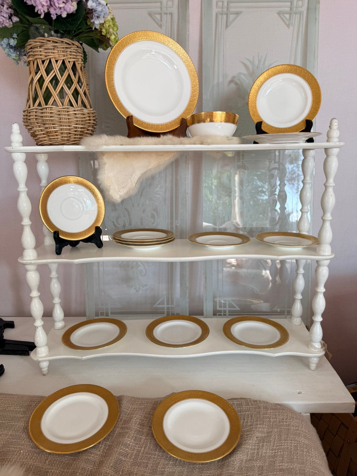 Royal Crown Derby st George Gold rim taart bordjes, Ophalen, Gebruikt, Porselein, Compleet servies