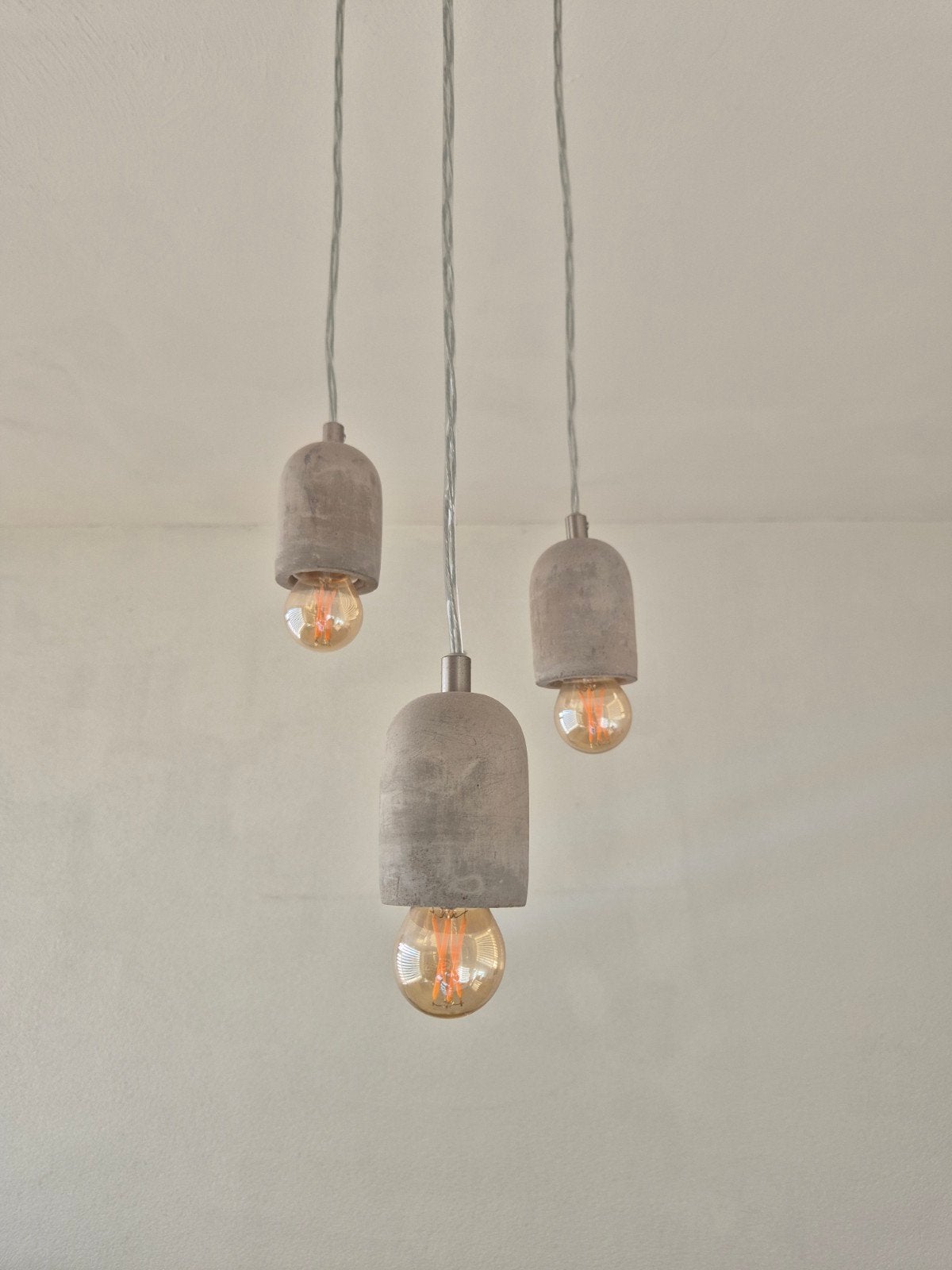 Betonnen hanglamp - 3-lichts, Ophalen, Zo goed als nieuw, Steen/keramiek, Industrieel, Modern