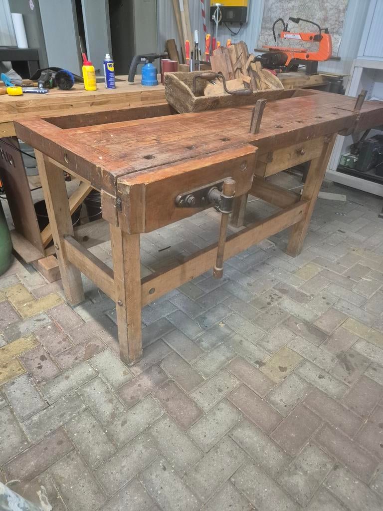 Nooitgedagt  werkbank vintage, Doe-het-zelf en Verbouw, Ophalen, Zo goed als nieuw, 170 cm of meer, Bankschroef