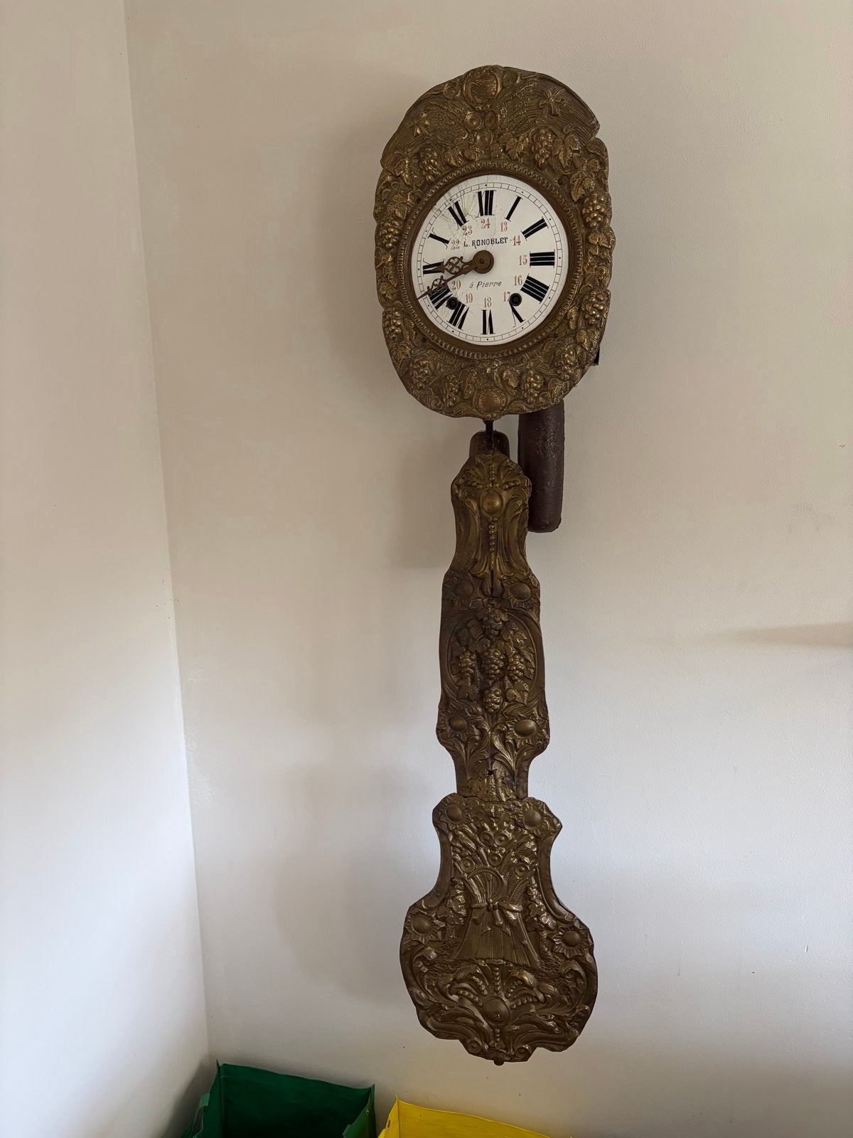 Antieke Franse Comtoise Klok - L. Rondelet, Antiek en Kunst, Ophalen of Verzenden