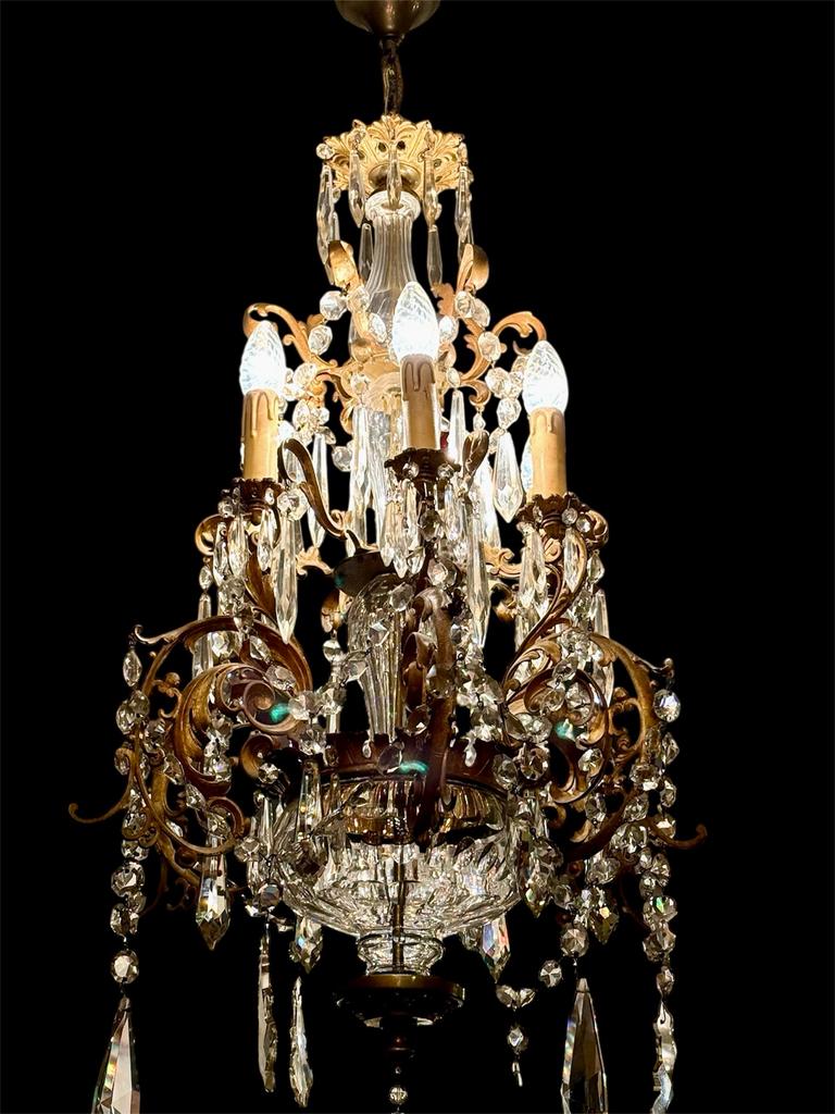 Prachtige antieke kristallen kroonluchter (ca. 1880–1910), Ophalen of Verzenden