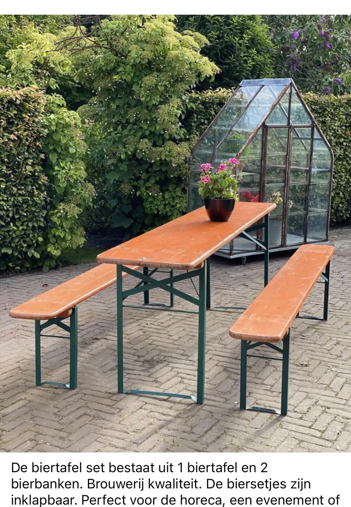 Tafel met banken, Tuin en Terras, Picknicktafels, Ophalen, Zo goed als nieuw, Inklapbaar, Rechthoekig