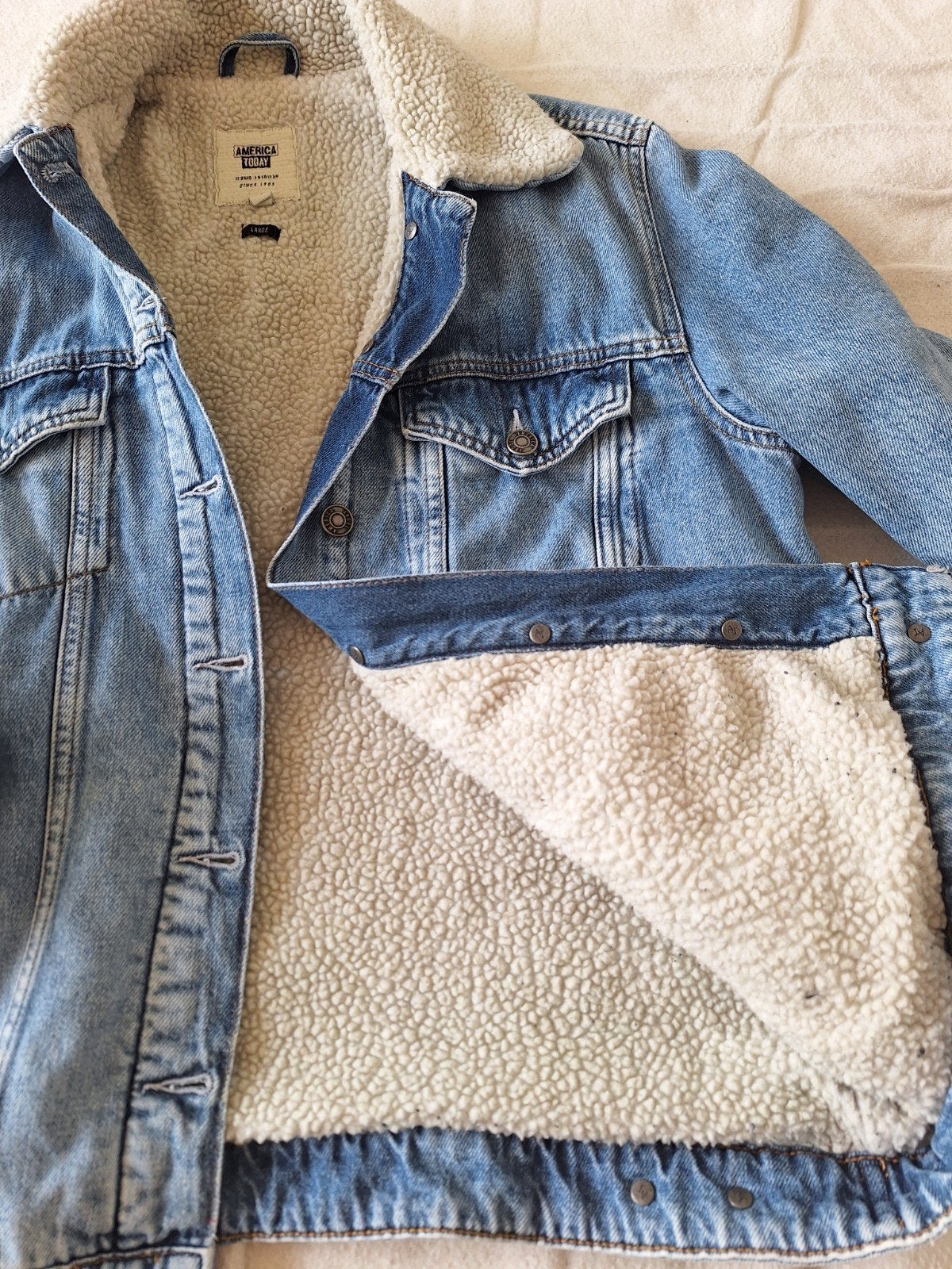 America Today spijkerjack met teddy voering (L/XL), Blauw, Maat 46/48 (XL) of groter, Ophalen of Verzenden, Zo goed als nieuw