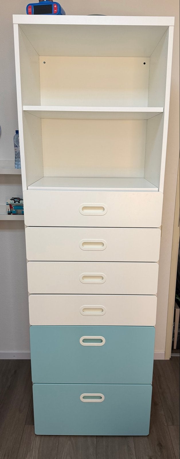 Witte kast met lades en planken - IKEA KALLAX/TROFAST stijl, Ophalen, 50 tot 100 cm, Zo goed als nieuw, Met lade(s)