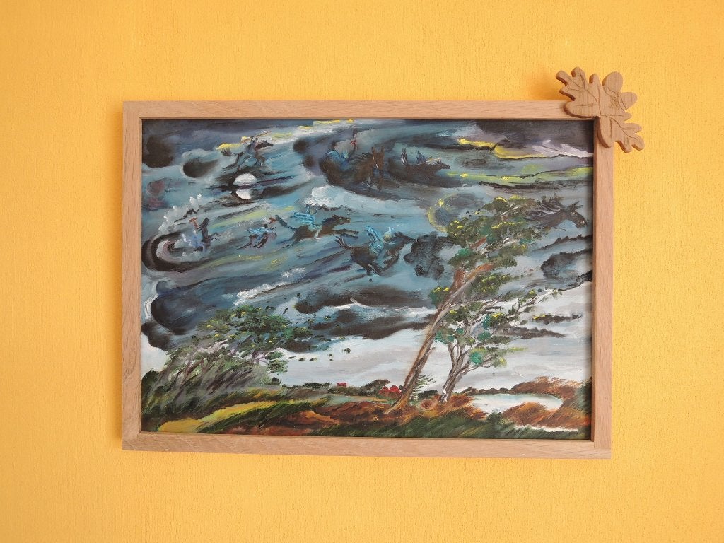 Schilderij De Wilde Jacht, Paneel, Expressionistisch, Ophalen of Verzenden, Olieverf