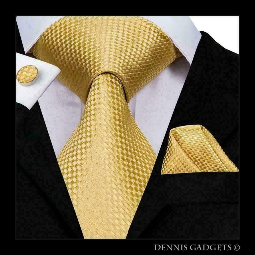 Dennis Gadgets: 100 % zijden stropdas ( 3 delig !! ) DG 3055, Ophalen of Verzenden, Nieuw, Geel, Met patroon