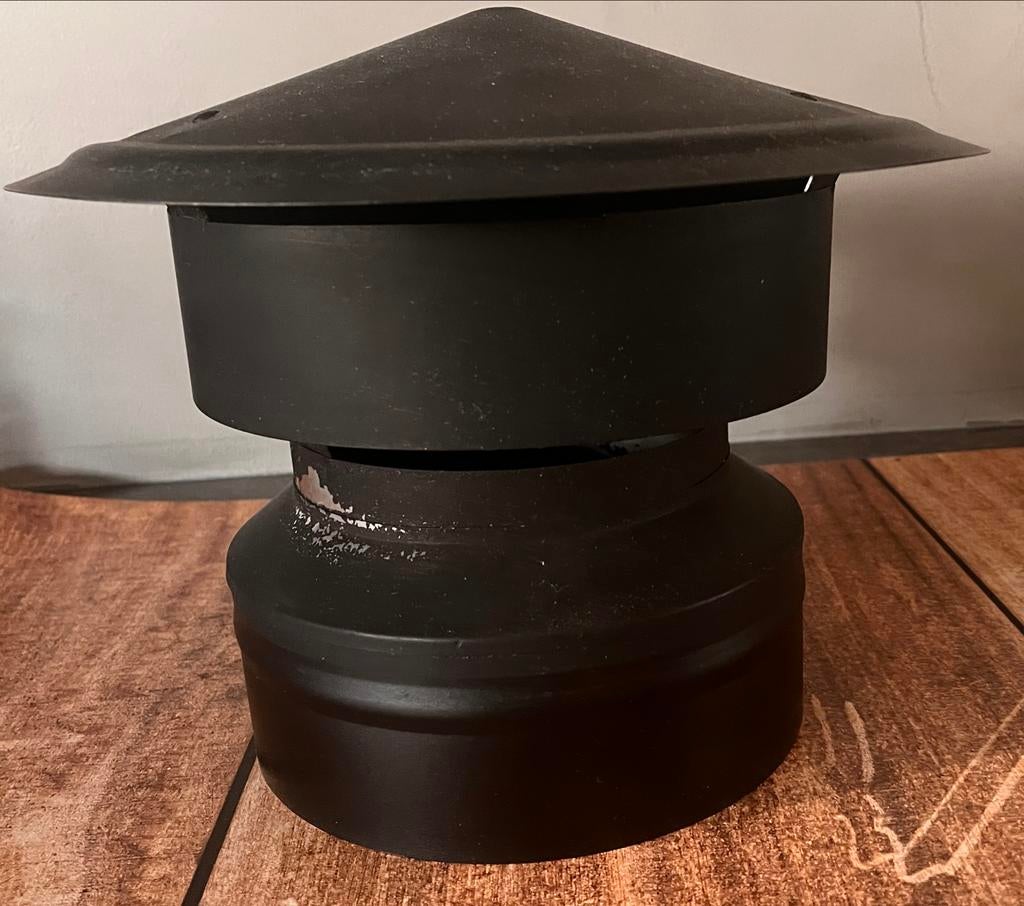 Zwarte Schoorsteenkap - Ø 15 cm, Ophalen of Verzenden, Gebruikt, Afzuiger