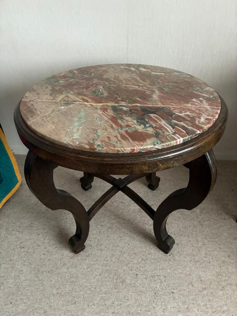 Antieke bijzettafel met marmeren blad, Ophalen