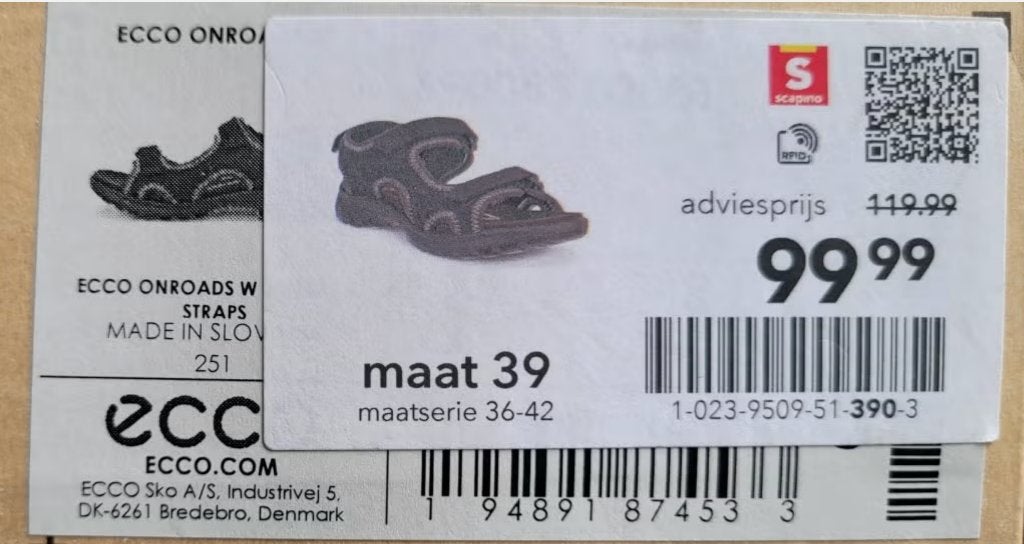 Ecco zwarte off-road sandalen maat 39 nieuw in doos, Ecco, Zwart, Nieuw, Sandalen of Muiltjes