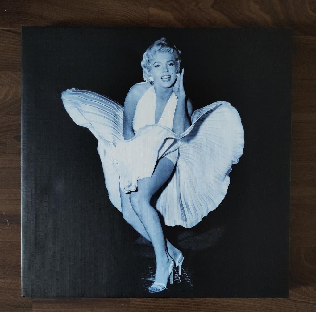 Marilyn Monroe afbeelding 39,5x39,5 cm op houten frame, 40 cm, Zwart, Ophalen of Verzenden, Zo goed als nieuw