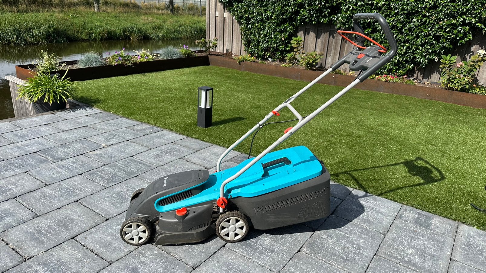 Gardena grasmaaier 1400W / 40L opvangbak, Ophalen, Cirkelmaaier, Gebruikt, Elektrische grasmaaier