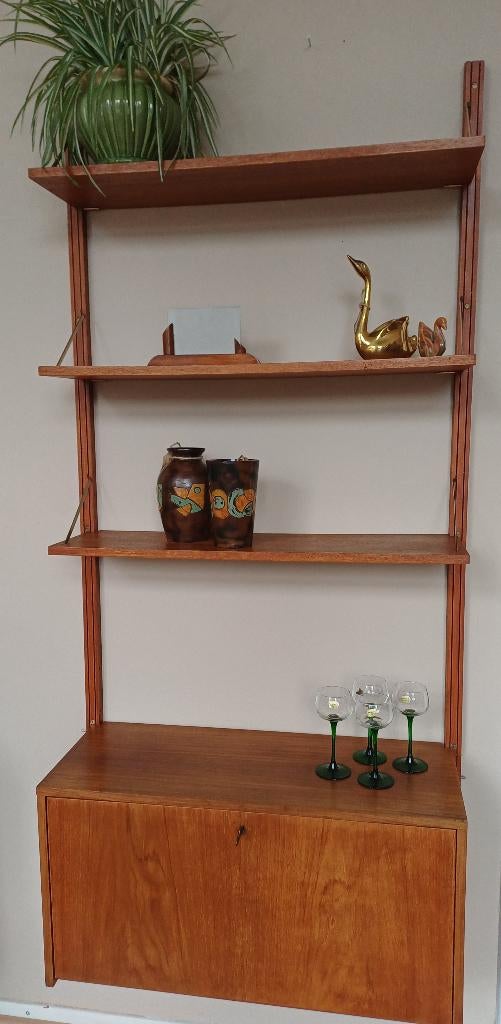 Vintage Deens Design modulair wandsysteem- teak en messing, Huis en Inrichting, Ophalen, Teakhout, Zo goed als nieuw, Minder dan 150 cm