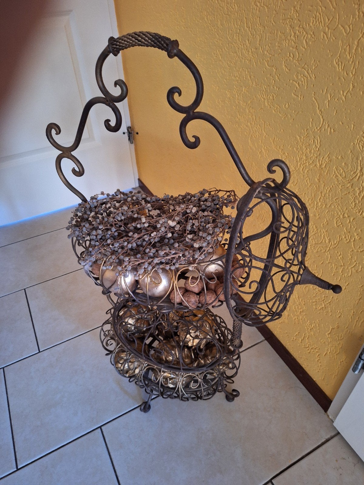 Mooie Brocante Metalen Manden Etagere met Deksels, Ophalen