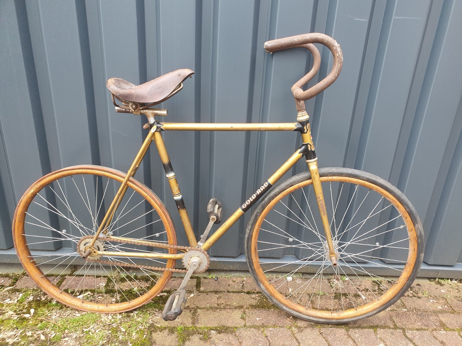 Antieke Gold-Rad Fiets met Houten Velgen, Ophalen of Verzenden