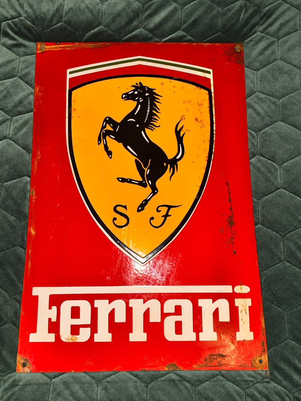 Vintage Ferrari Emaille Garage Schild - Groot Formaat, Ophalen of Verzenden