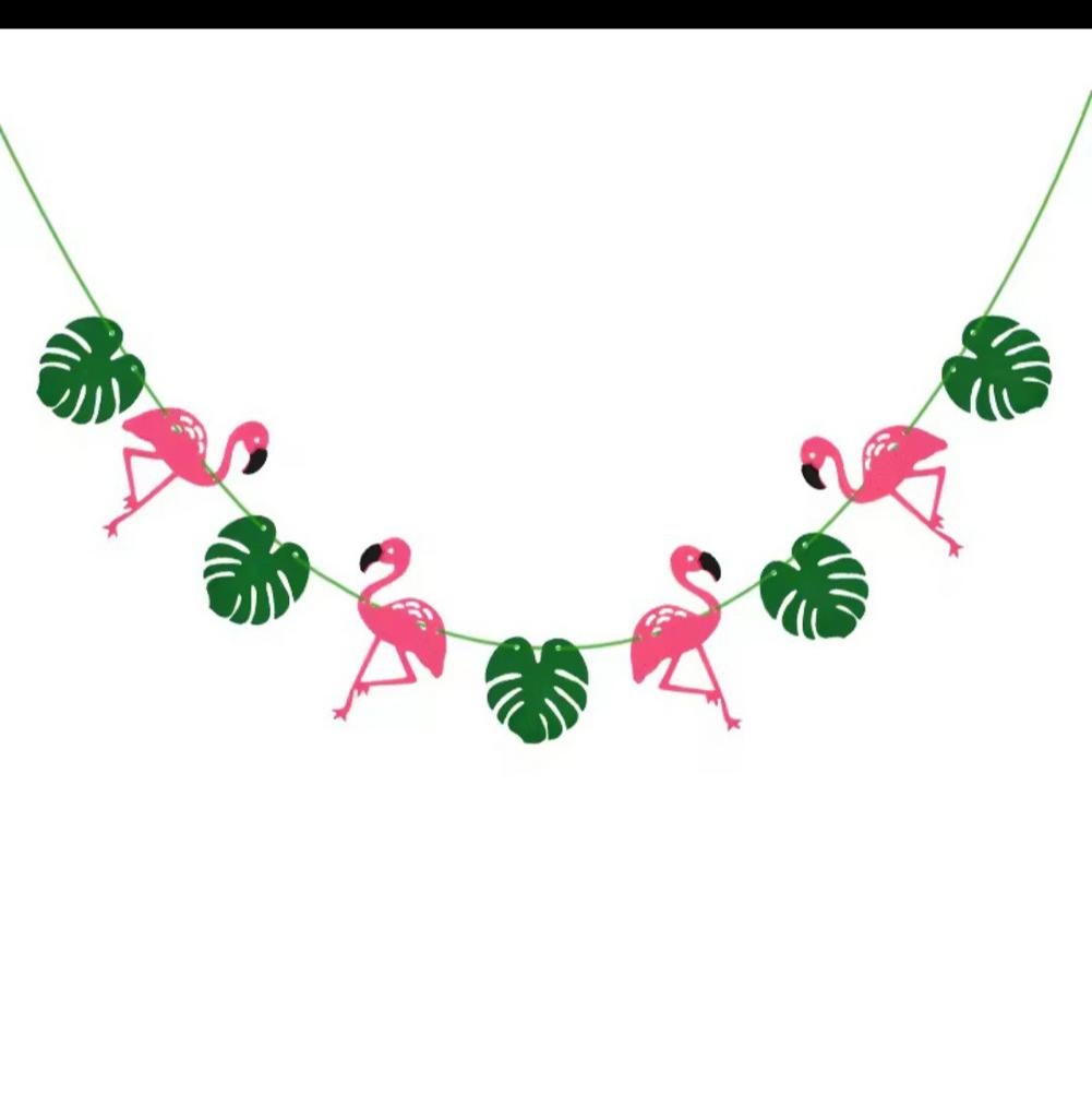 Flamingo & Monstera Slinger - Tropische Feestdecorati, Ophalen of Verzenden, Nieuw, Versiering, Overige
