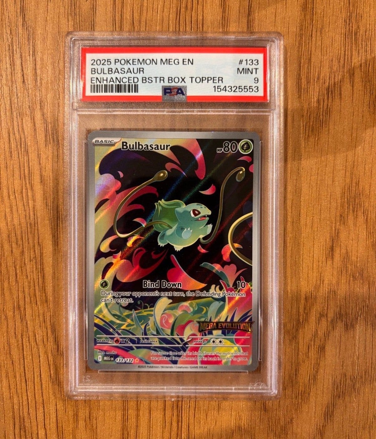Bulbasaur 133  Stamped - PSA 9 MINT - Enhanced Box Promo, Hobby en Vrije tijd, Verzamelkaartspellen | Pokémon, Ophalen of Verzenden
