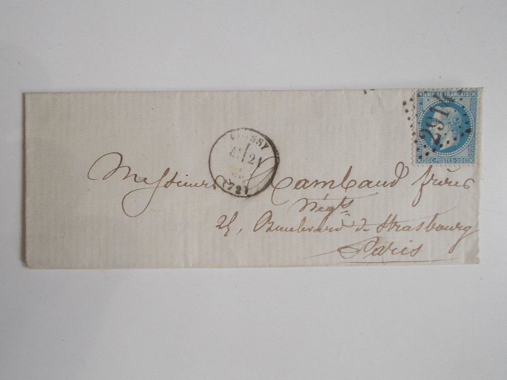 Frankrijk, Vouwenvelop Met Cachet Type 16 Van Poissy 1868., Ophalen, Envelop