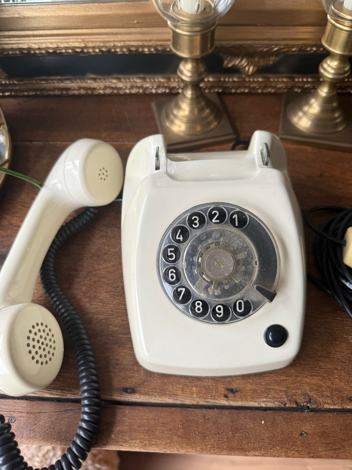 Vintage PTT Telefoon T65 de Luxe Ivoor met Draaischijf, Ophalen of Verzenden, Gebruikt, Met draaischijf