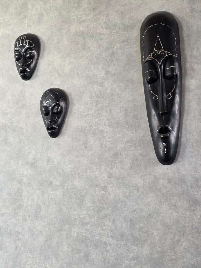 Set van 3 Afrikaanse maskers, Antiek en Kunst, Kunst | Niet-Westerse kunst, Ophalen of Verzenden