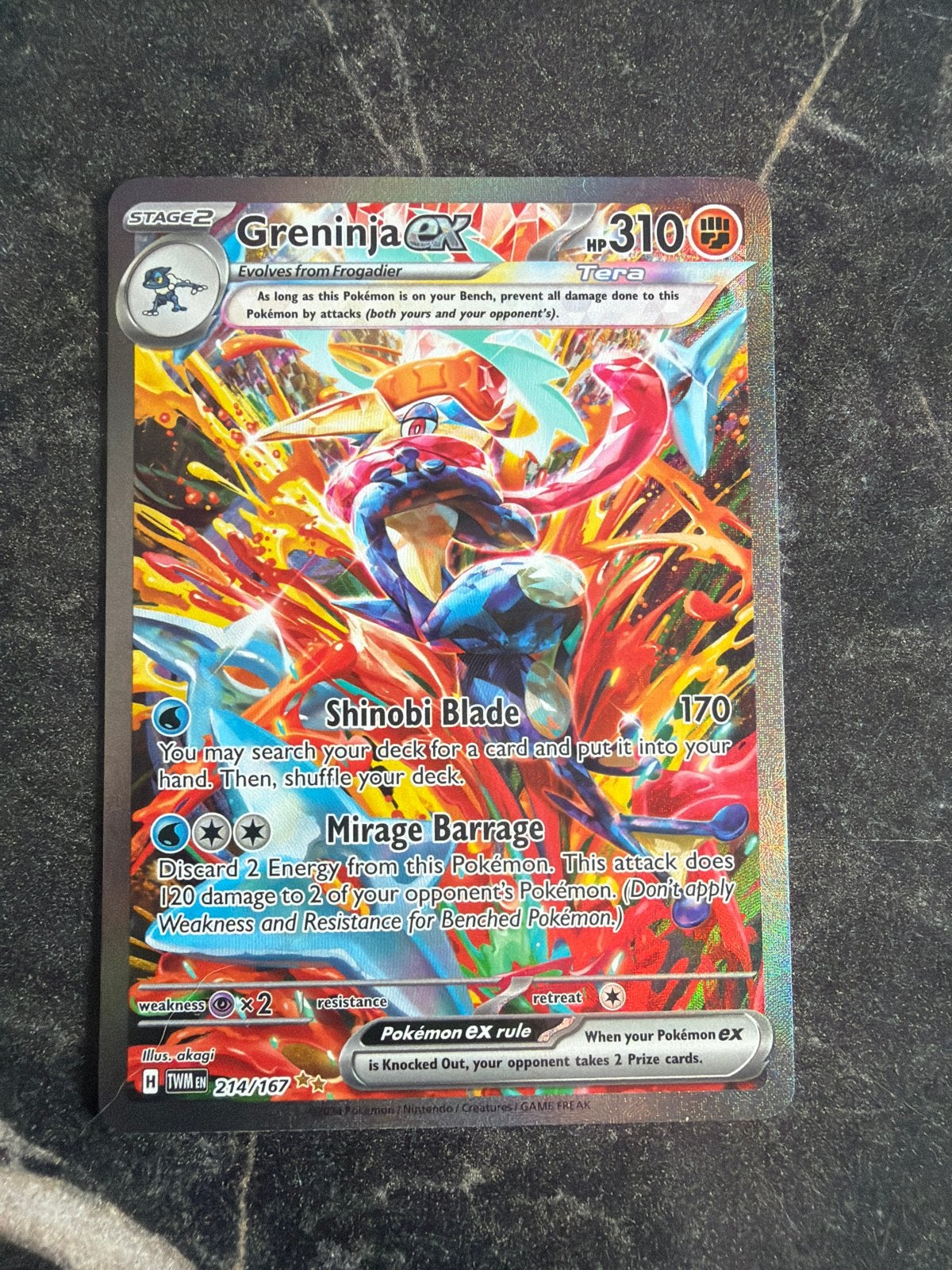 Pokémon Greninja ex 214/167, Verzenden, Zo goed als nieuw, Losse kaart, Foil