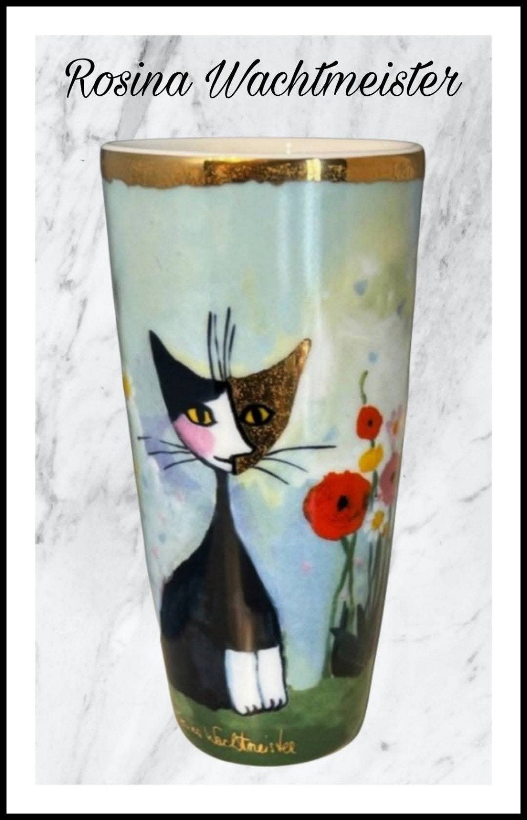 Rosina Wachtmeister Kattenvaas met Goudaccenten, Antiek en Kunst, Ophalen of Verzenden