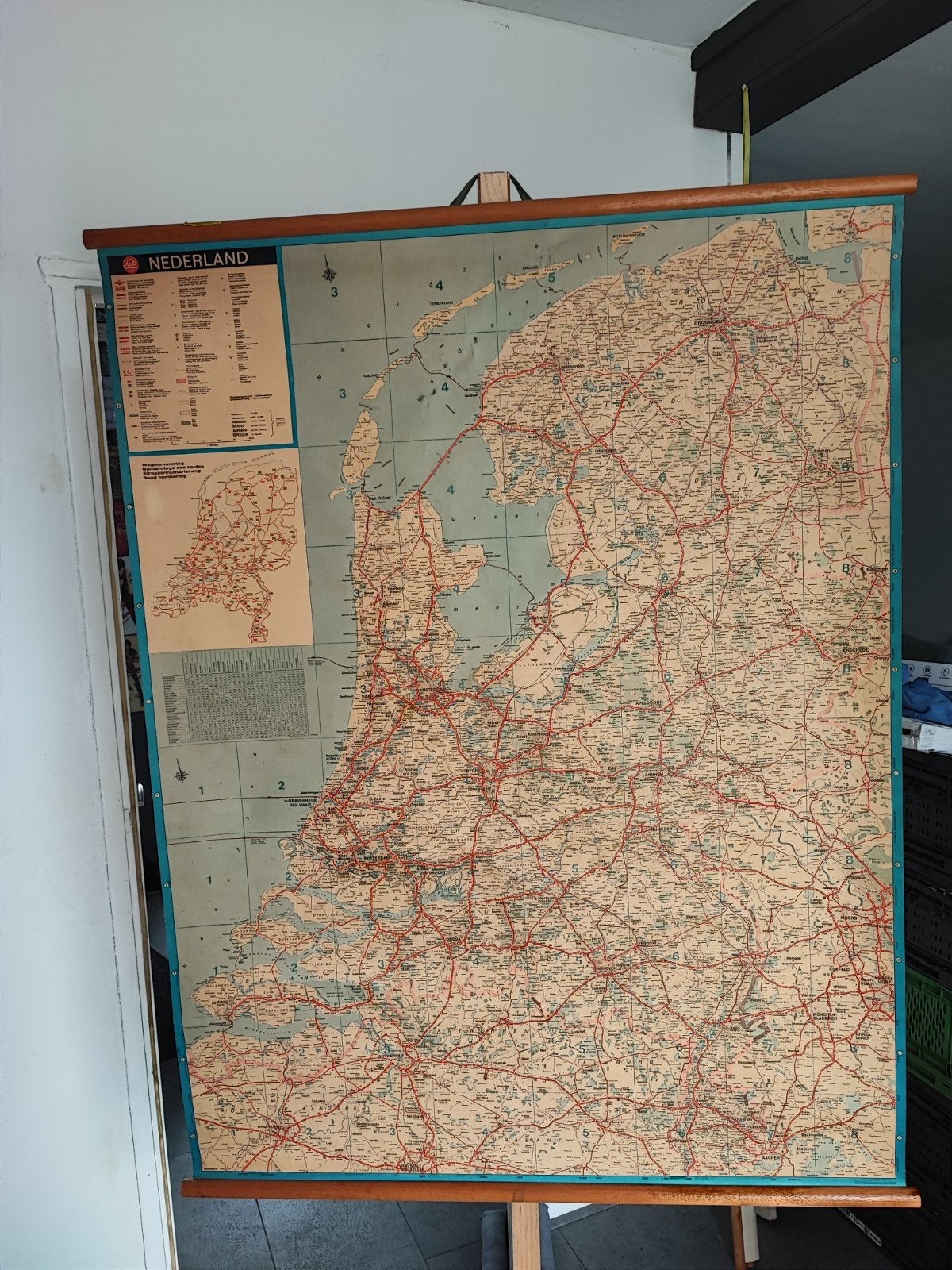 Vintage Rol kaarten 2 x Nederland, Europa en Rotterdam, Boeken, Atlassen en Landkaarten, Gelezen, Ophalen of Verzenden, Landkaart