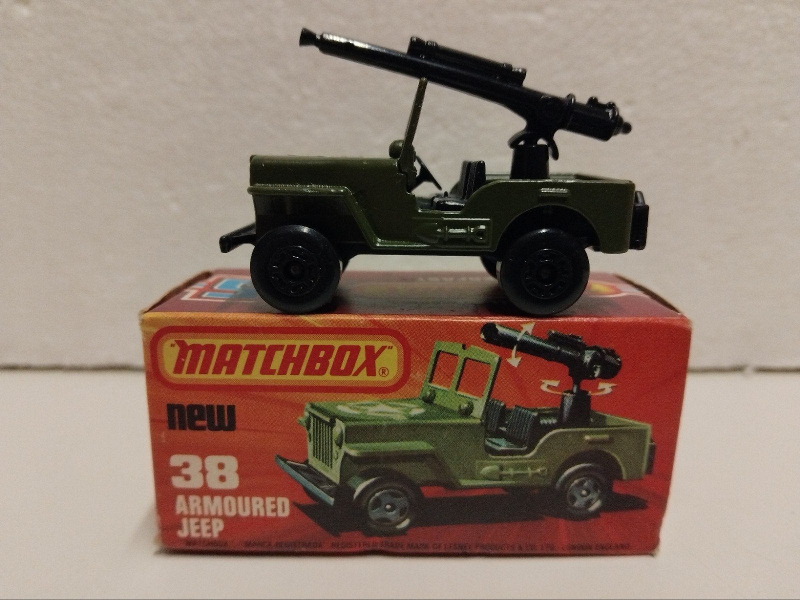 Matchbox #38 Armoured Jeep Willys leger jeep 3INCH, Ophalen of Verzenden, Zo goed als nieuw, Auto, Matchbox