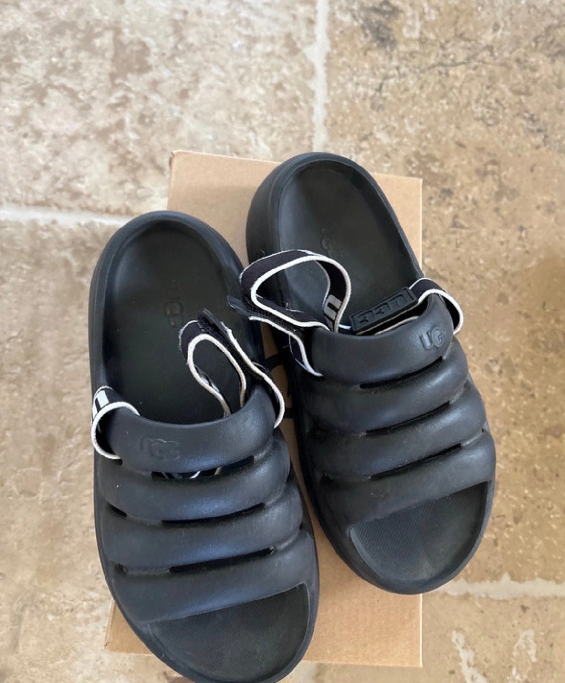 UGG sandalen zwart, Ophalen of Verzenden, Zo goed als nieuw