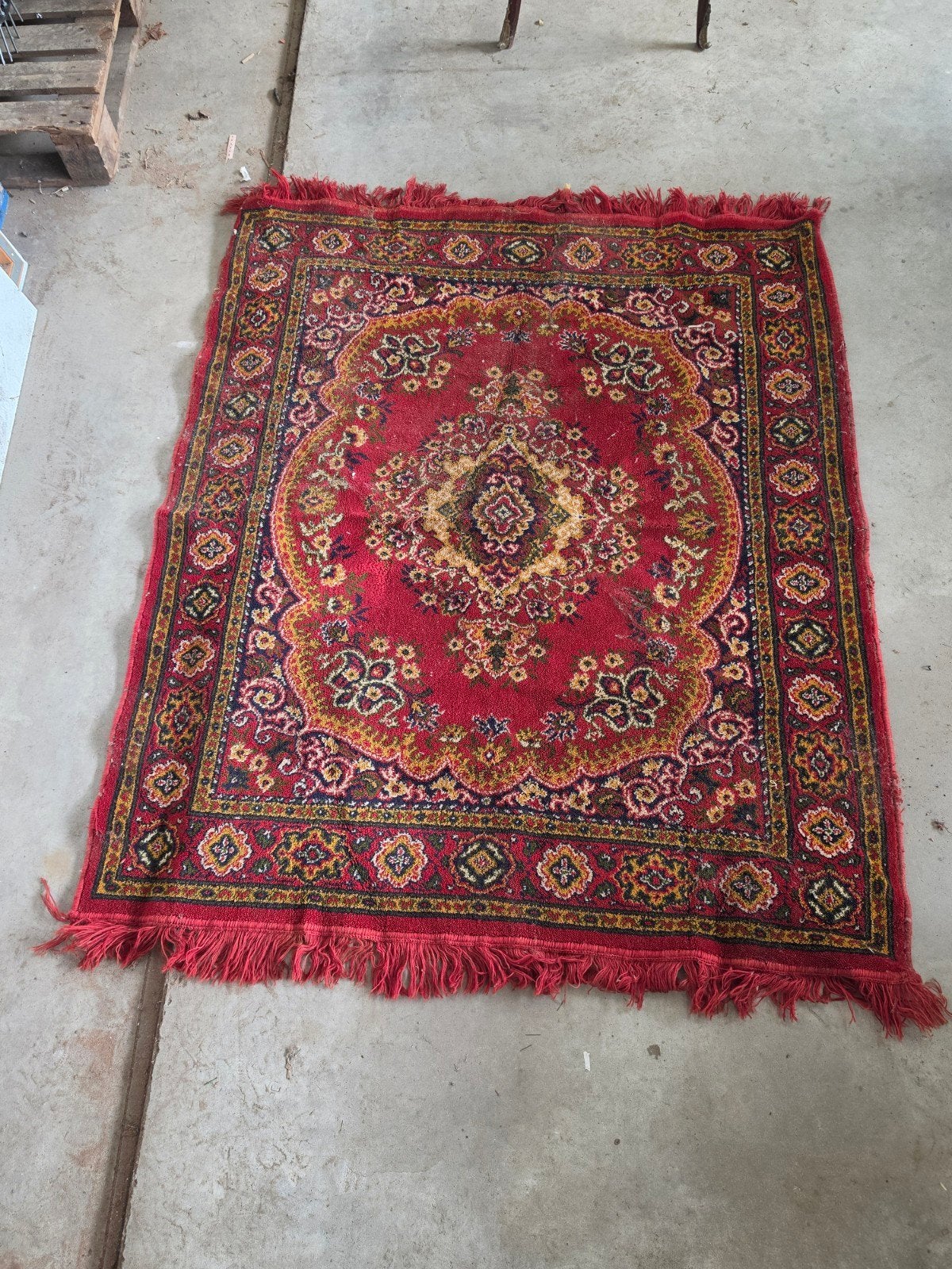Vintage perzisch tapijt oosters vloerkleed 134x153cm, Ophalen of Verzenden