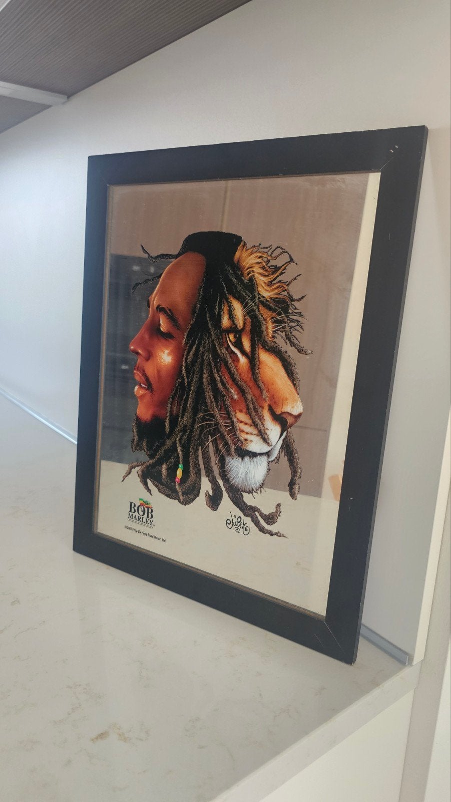 Bob Marley Leeuw Print in lijst, Ophalen, Minder dan 50 cm, Gebruikt, Print