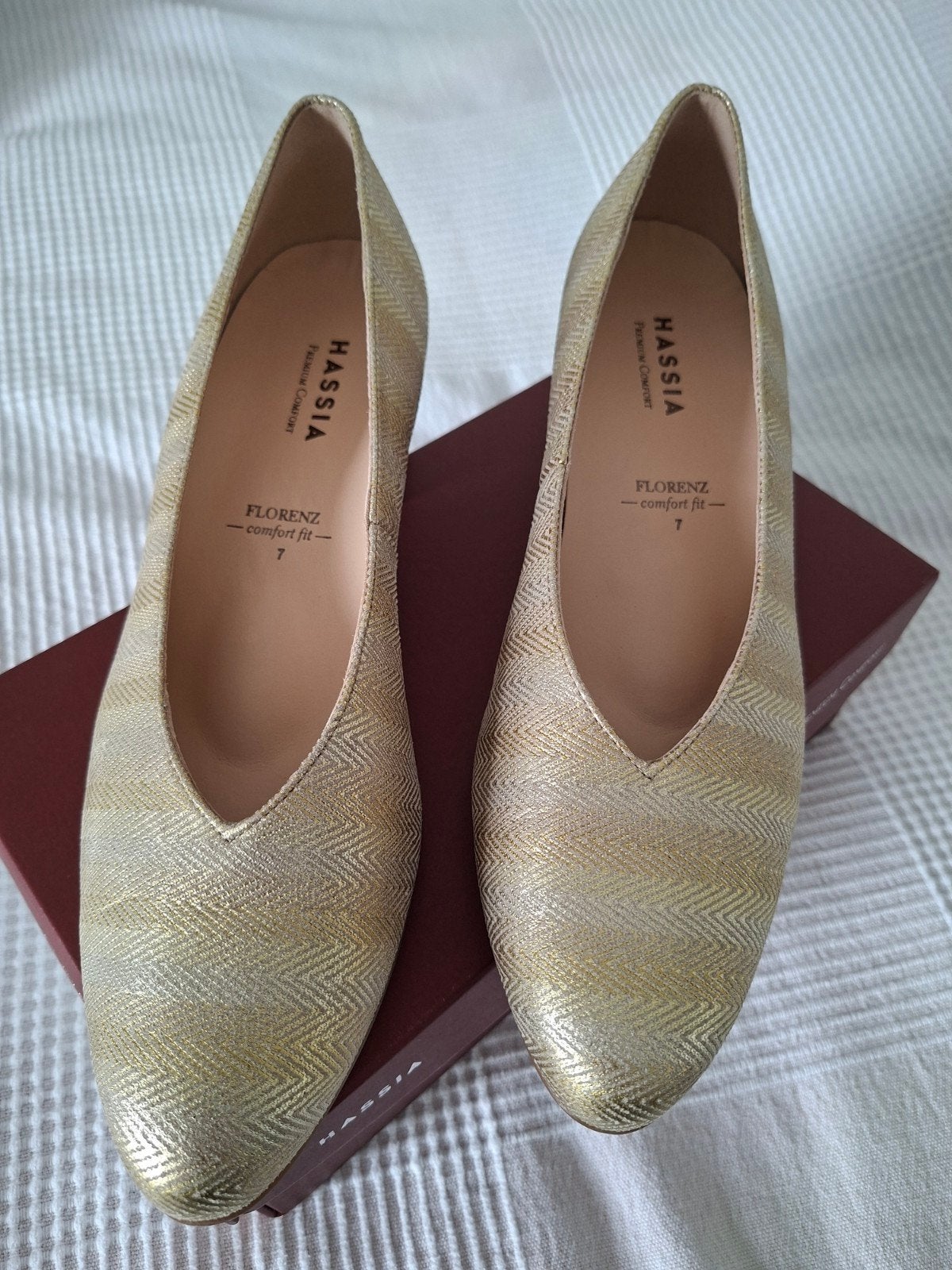 Nieuwe Hassia Florenz Comfort Fit Pumps,Goud/Zilver, Maat 41, Hassia, Pumps, Beige, Nieuw