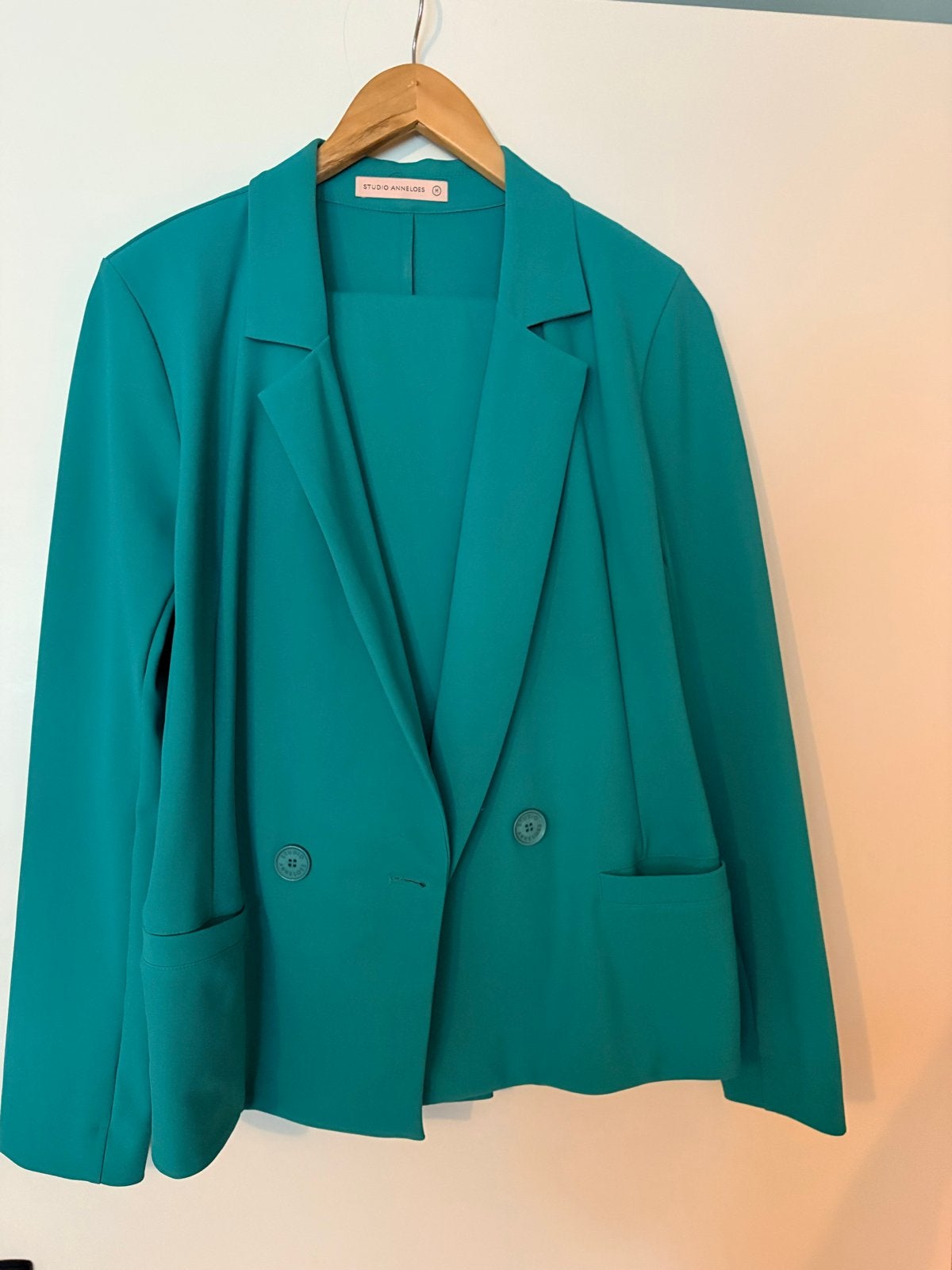 Studio Anneloes Pak - Maat M - Teal, Kleding | Dames, Maat 38/40 (M), Kostuum of Pak, Ophalen of Verzenden, Zo goed als nieuw