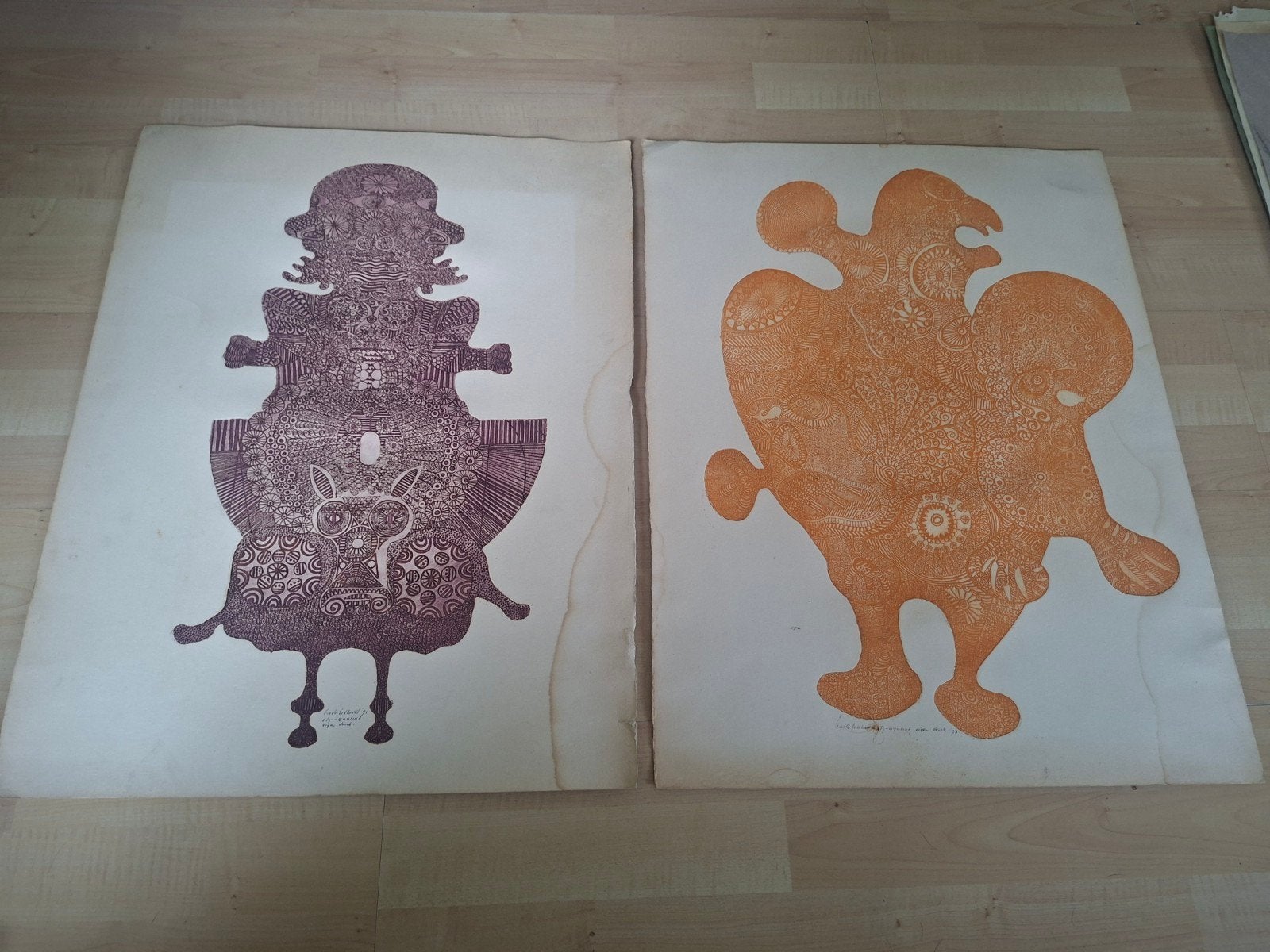 2 vroege etsen van kunstschilder Guido Eckhardt, Ophalen of Verzenden, Ets, Origineel, 1950 - 1999