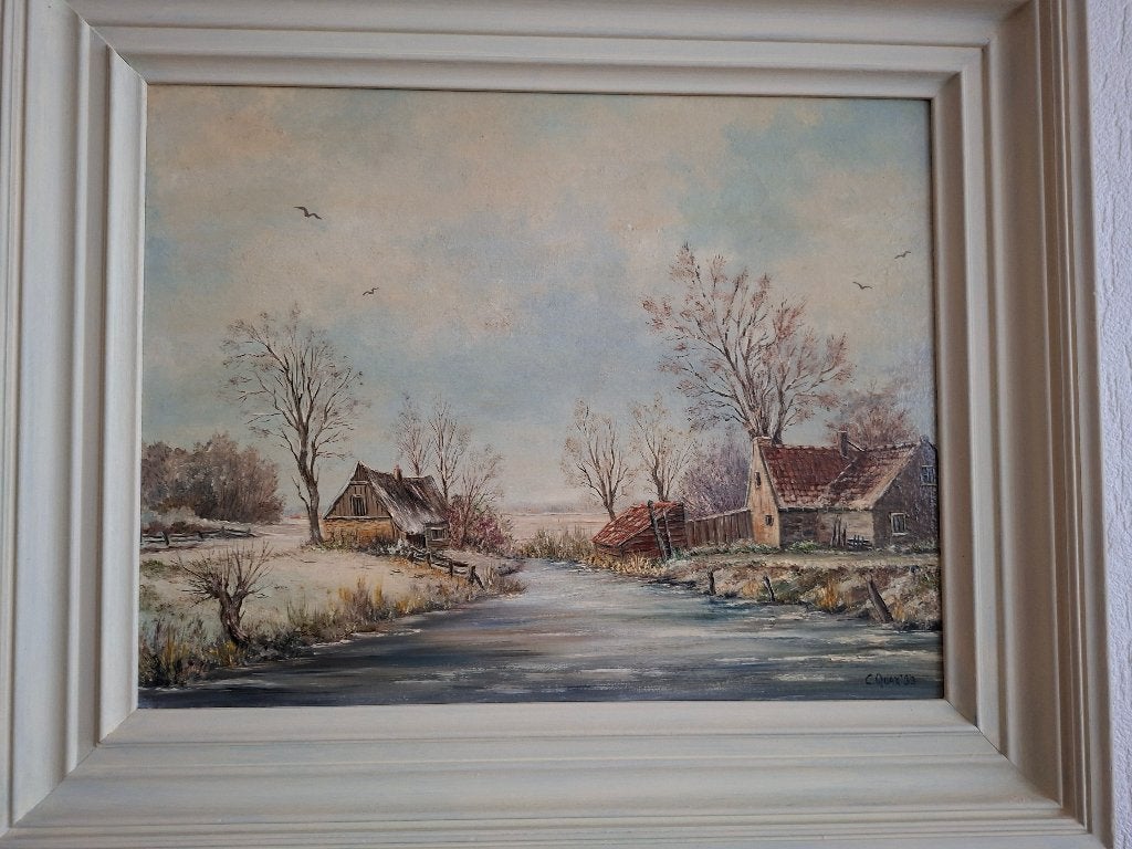 Schilderij C.Quax, Antiek en Kunst, Kunst | Schilderijen | Klassiek, Oud hollands, Origineel werk, Ophalen of Verzenden, Landschap