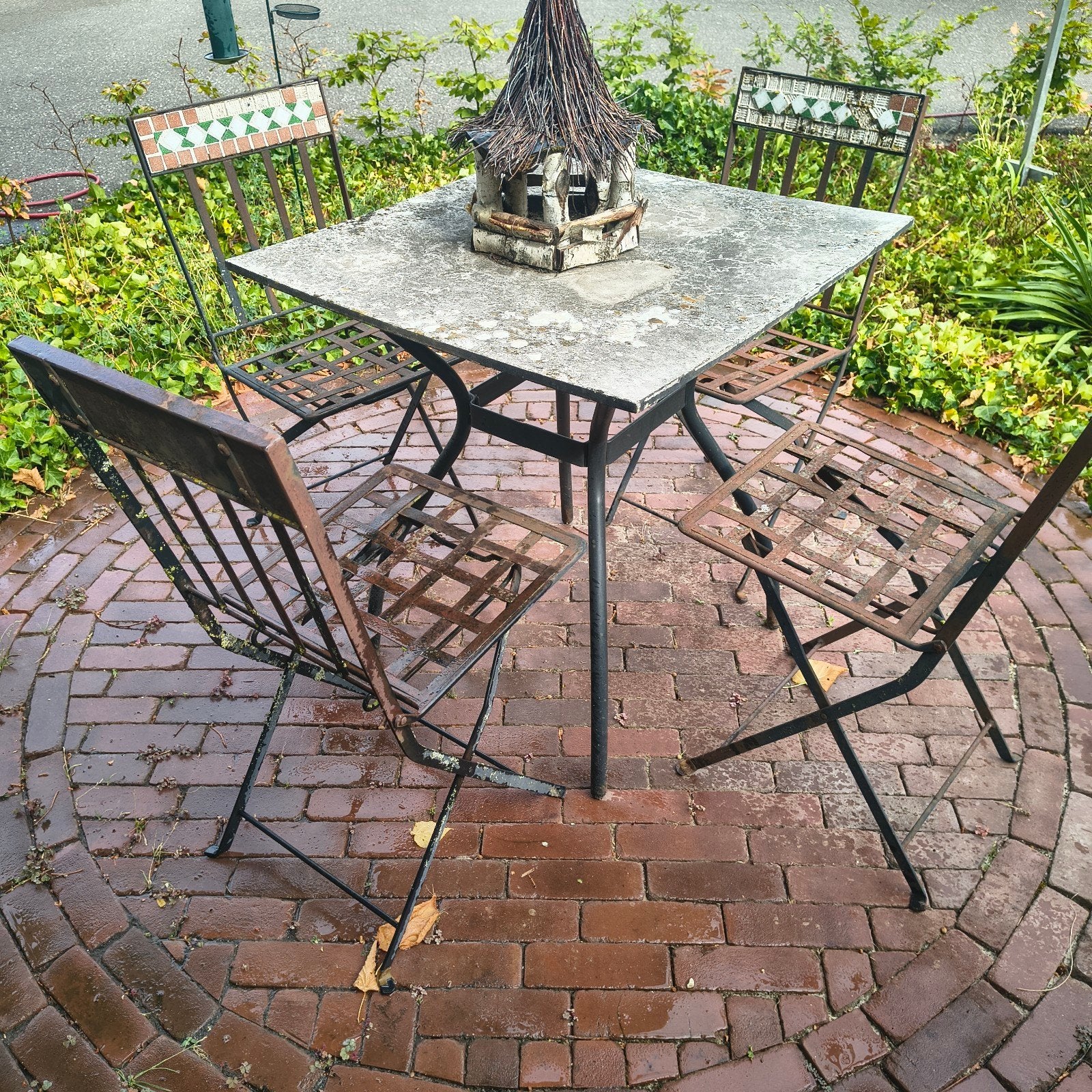 Vintage Tuinset met 4 Stoelen en Tafel, Ophalen, Gebruikt, Tuinset, Eettafel