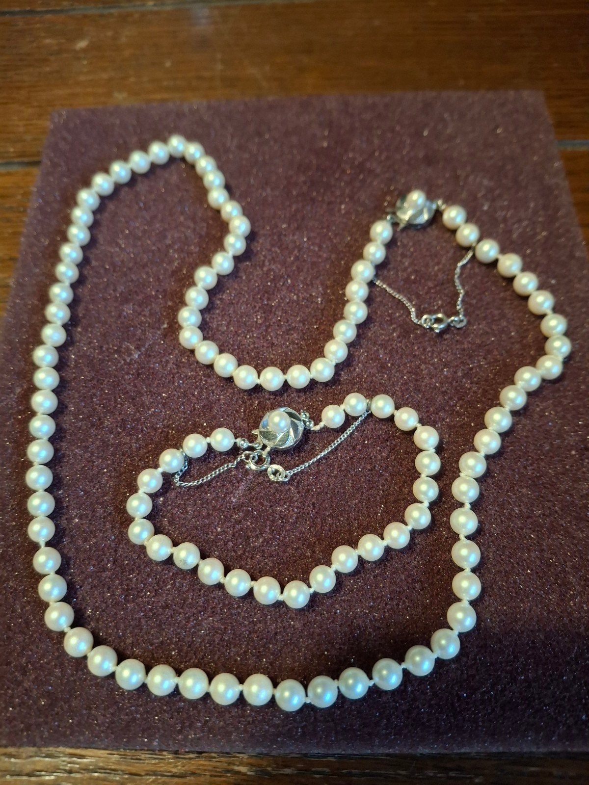 parelketting  met armband  zilveren  sluiting, Ophalen of Verzenden