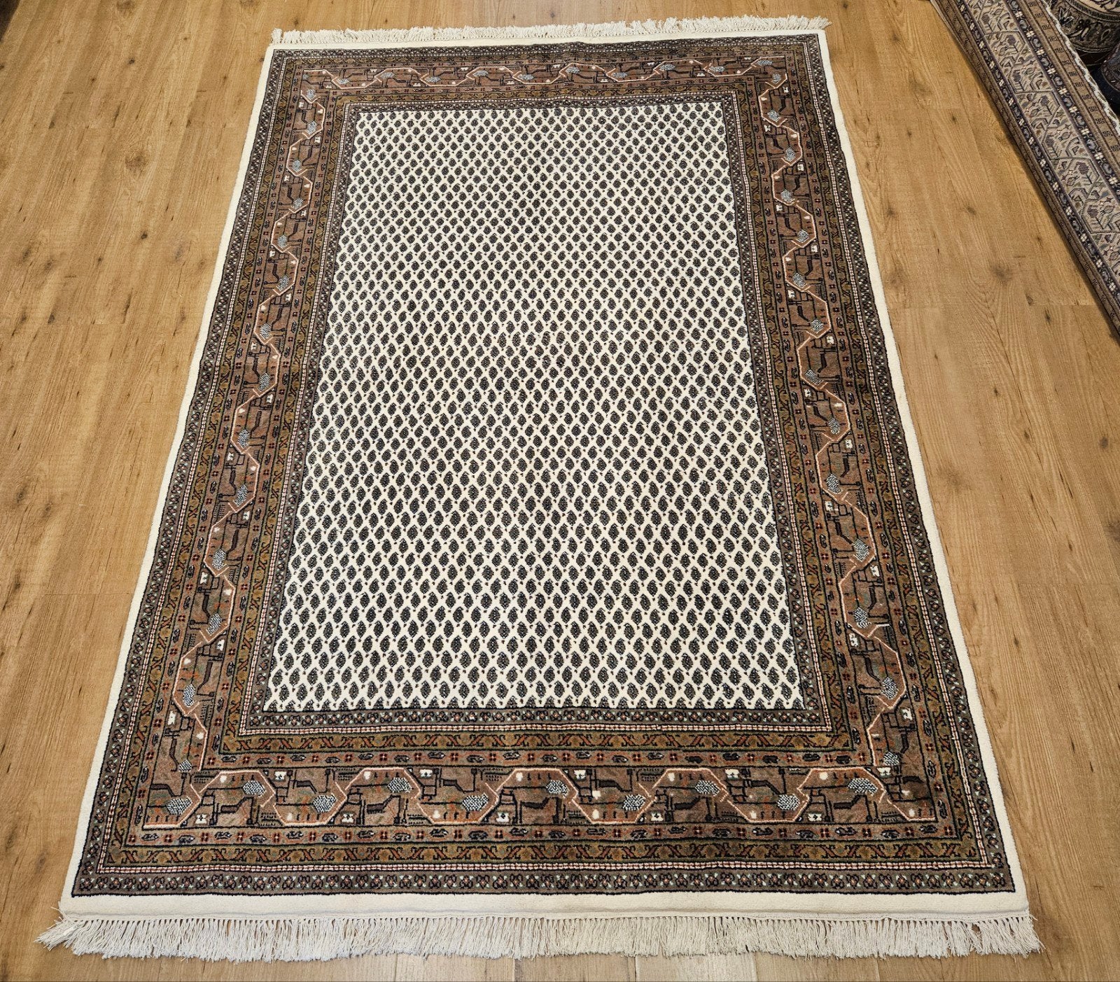 Handgeknoopt oosters tapijt mir 228x160, Info@SlatsAntiek.nl, Groen, Perzisch, 150 tot 200 cm