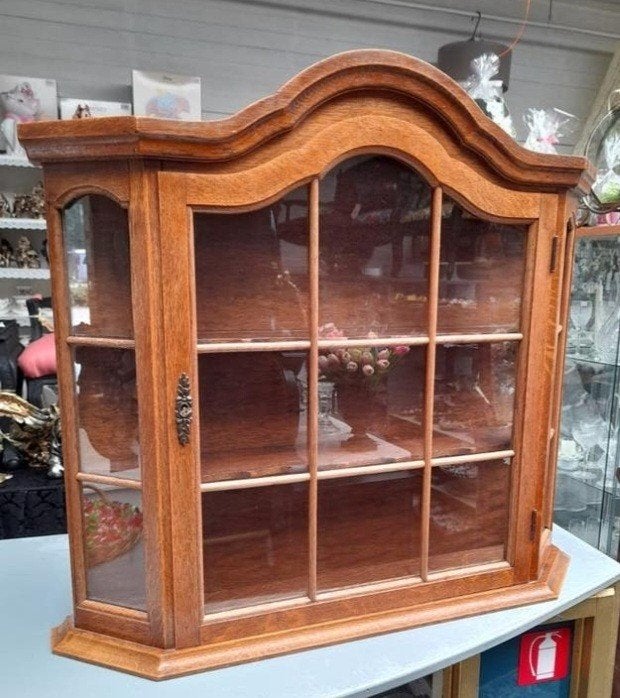 Mooie eiken wand vitrine, Huis en Inrichting, Kasten | Vitrinekasten, Ophalen, 50 tot 100 cm, Zo goed als nieuw, Minder dan 100 cm