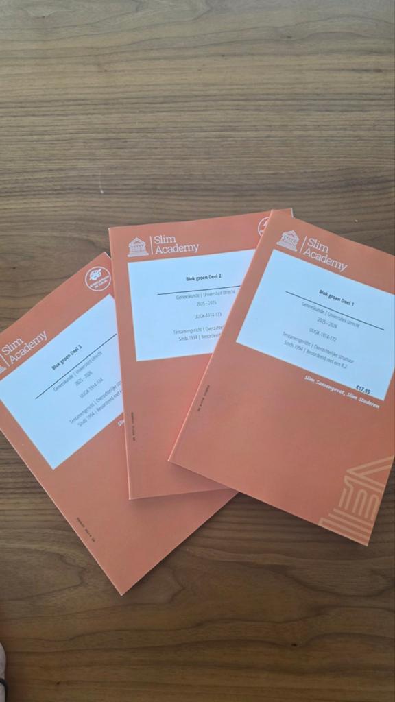 Slim Academy Geneeskunde Utrecht Blok Groen Deel 1, 2 & 3, Boeken, Studieboeken en Cursussen, Ophalen, Nieuw, WO, Slim Academy