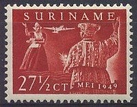 Suriname Luchtpost 31 ongebruikt Amsterdam-Paramaribo 1949, Ophalen of Verzenden, Postfris