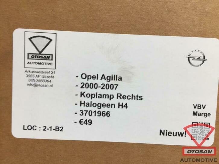 opel agilla 2000 2007 koplamp rechts h4 halogeen 3701966, Ophalen of Verzenden, Kontakt@opel-infoservice.de, Opel, Bahnhofsplatz 1
65423  Russelsheim am Main, DE