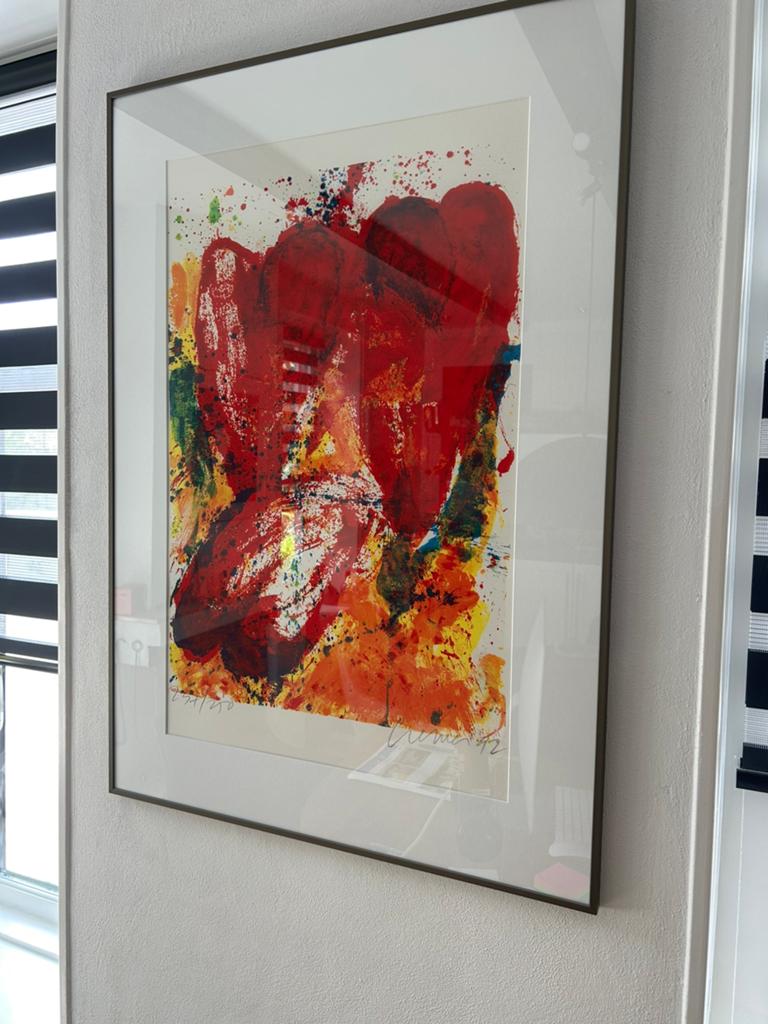 Kleurenzeefdruk van Jan Cremer, Les Tulipes Rouge, Ophalen of Verzenden