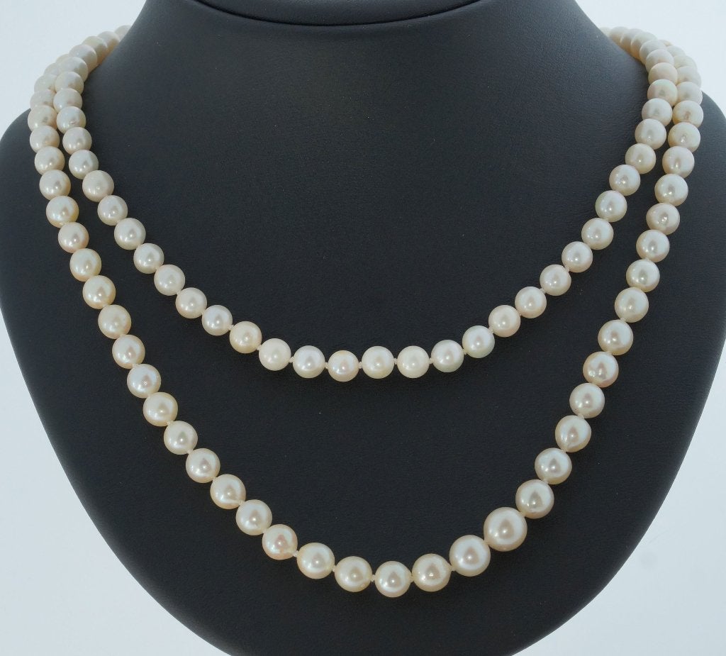 Parel fraaie dames ketting 14k slot goud vintage sier