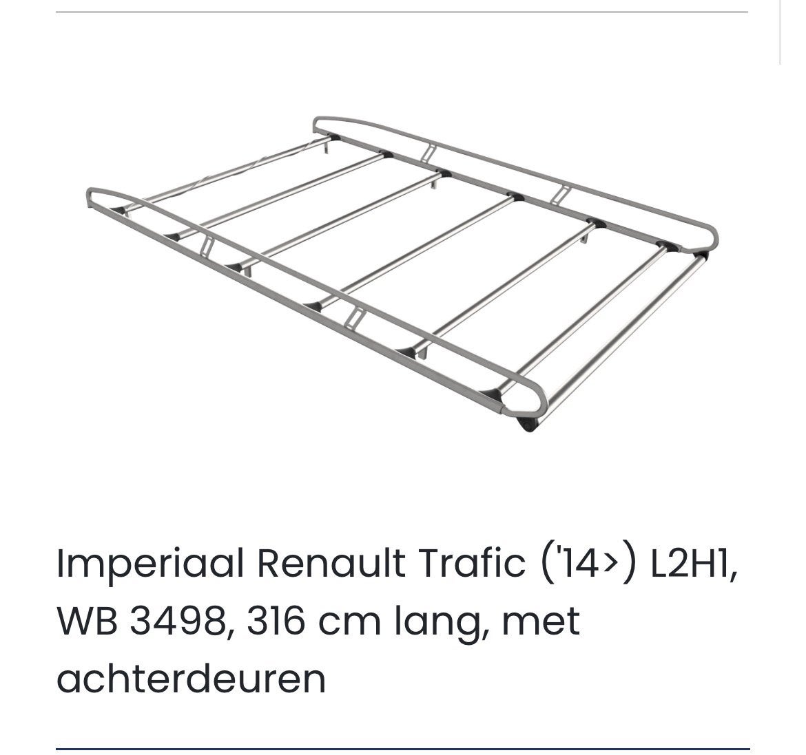 Imperiaal rvs voor renault trafic L2, Ophalen, Zo goed als nieuw
