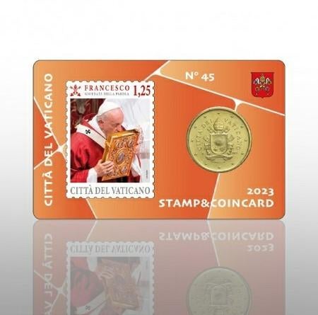 Coincard 45 met Postzegel Vaticaan 2023, Postzegels en Munten, Munten | Europa | Euromunten, Ophalen of Verzenden, Vaticaanstad